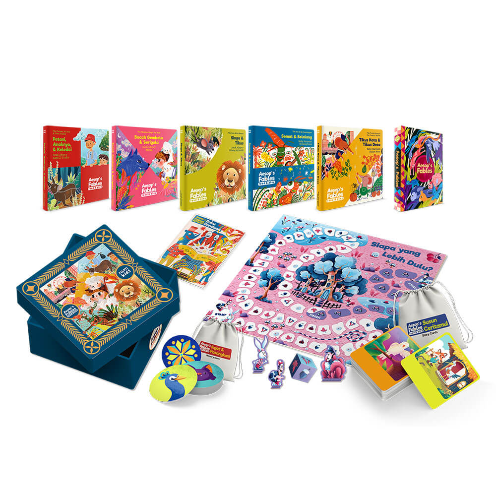 Buku dongeng Aesop’s Fables Read & Play untuk kegiatan read aloud untuk anak